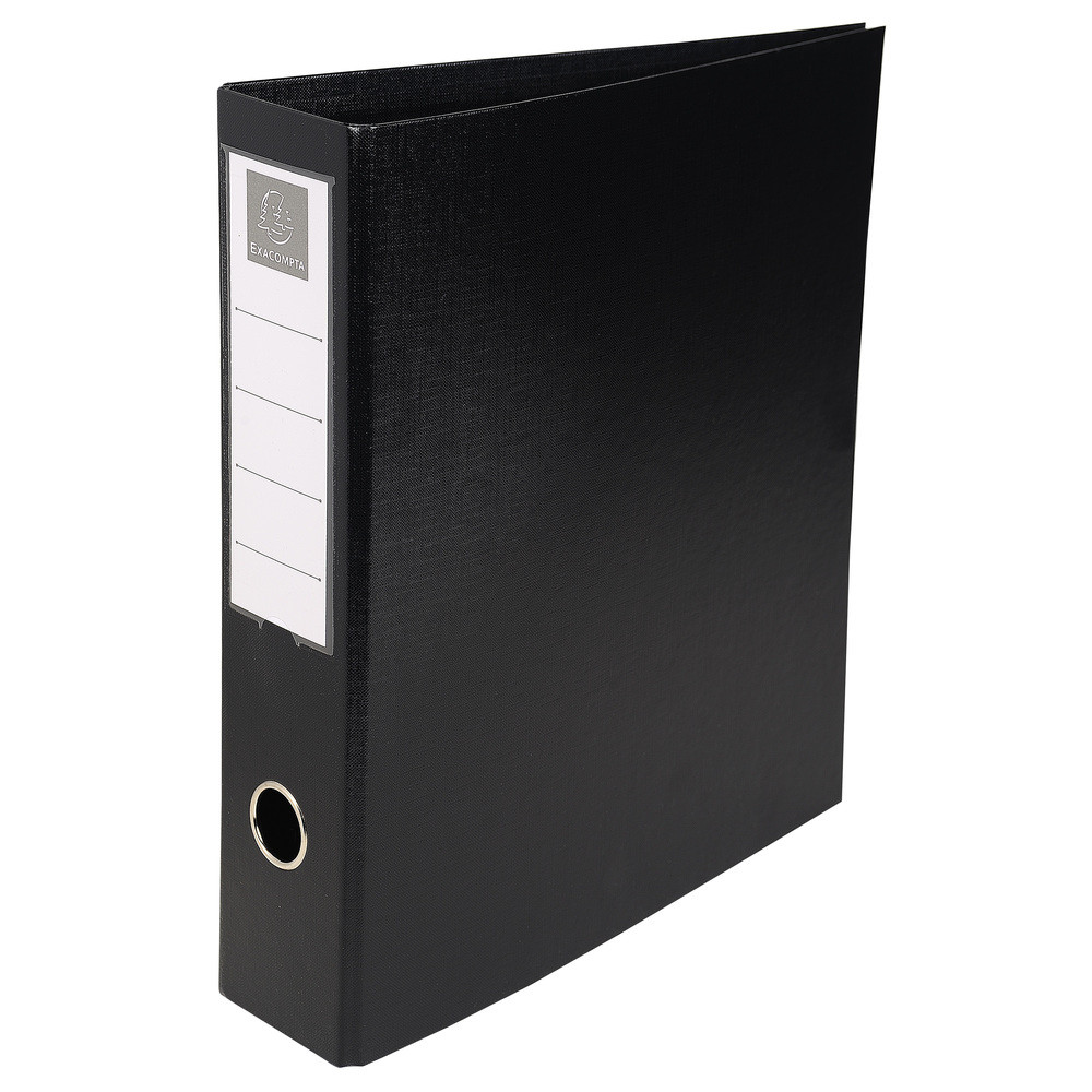 EXACOMPTA Classeur rembord PVC 4 anneaux en D de 50mm en 3me de couverture - A4 maxi - Noir