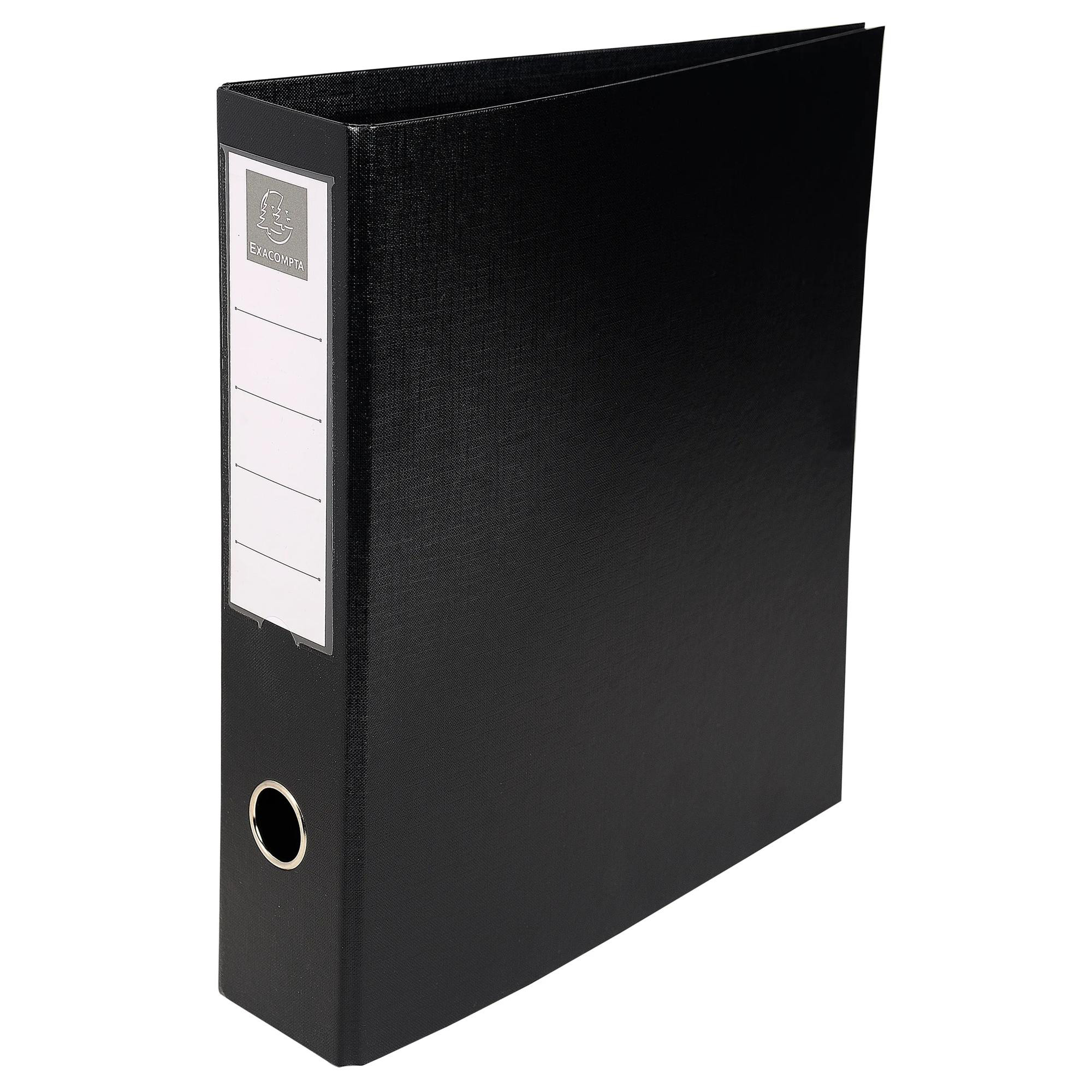 EXACOMPTA Classeur rembordé PVC 4 anneaux en D de 50mm en 3ème de couverture - A4 maxi - Noir