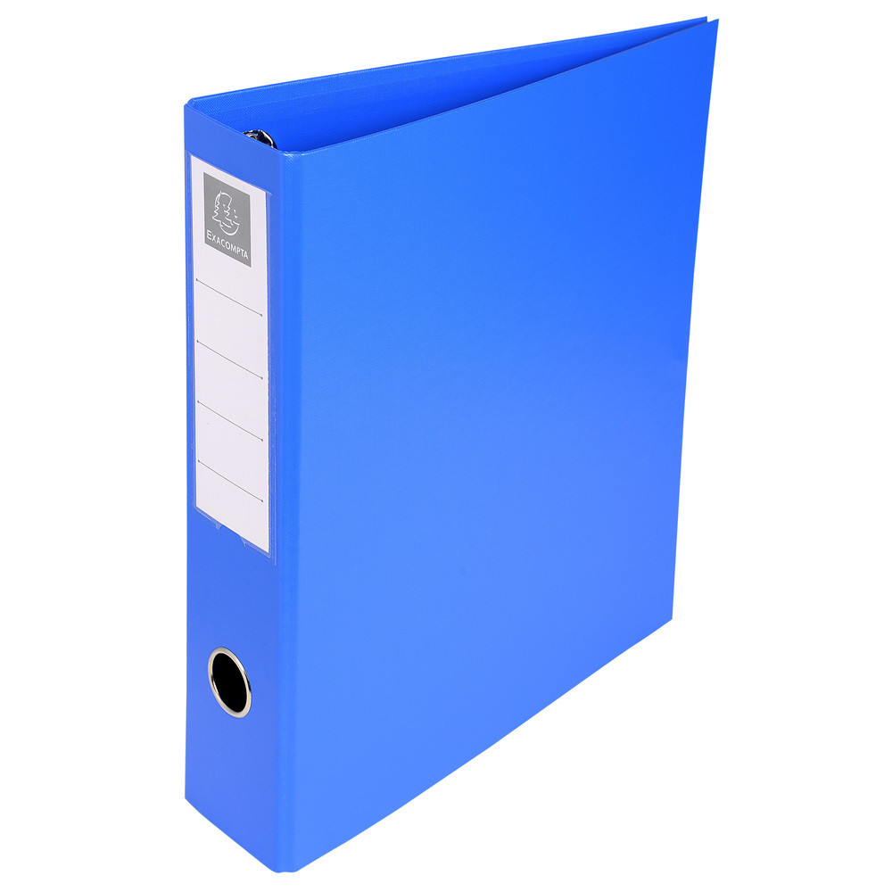 EXACOMPTA Classeur rembord PVC 4 anneaux en D de 50mm en 3me de couverture - A4 maxi - Bleu