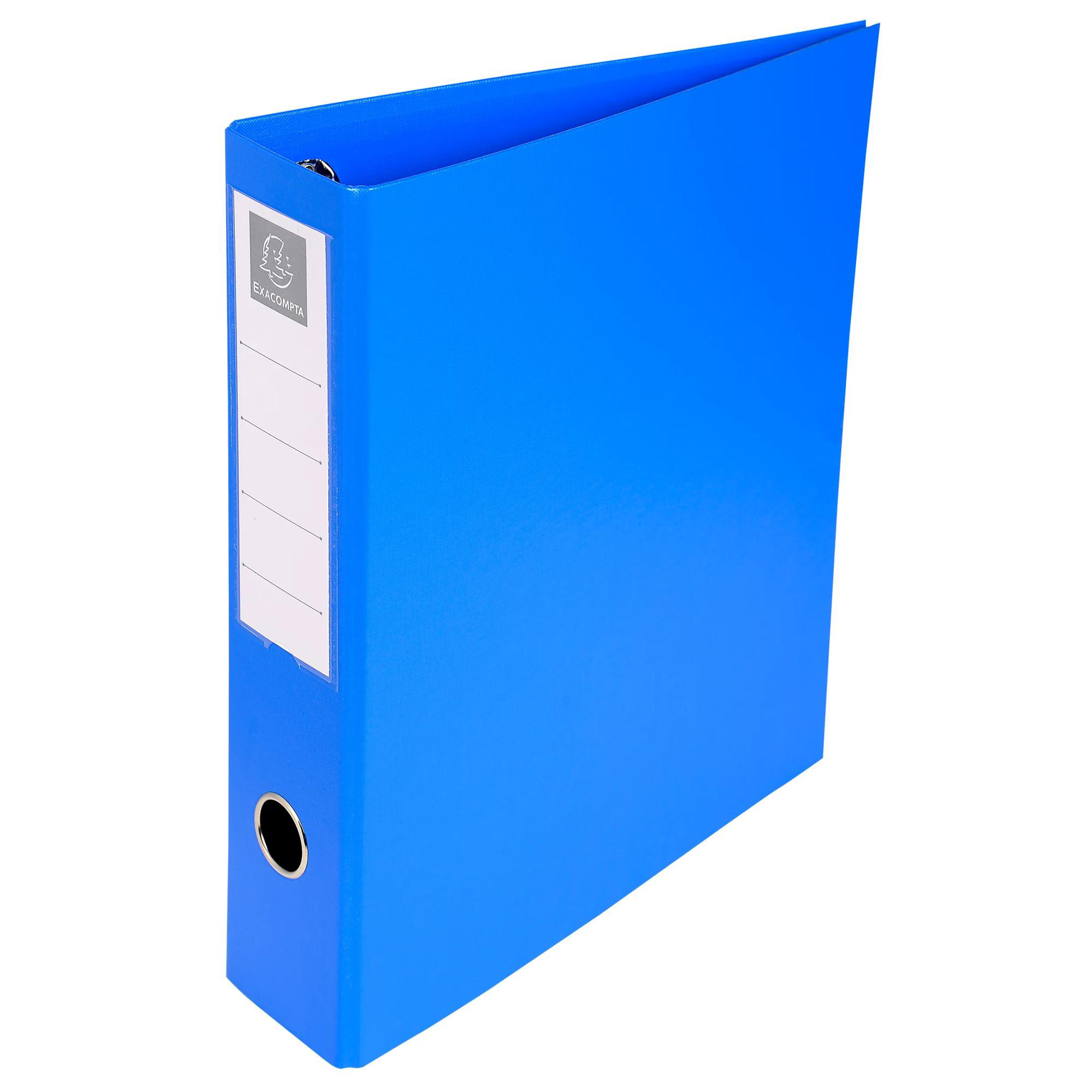 EXACOMPTA Classeur  pvc 4 anneaux - dos 50mm + porte &eacute;tiquette - bleu