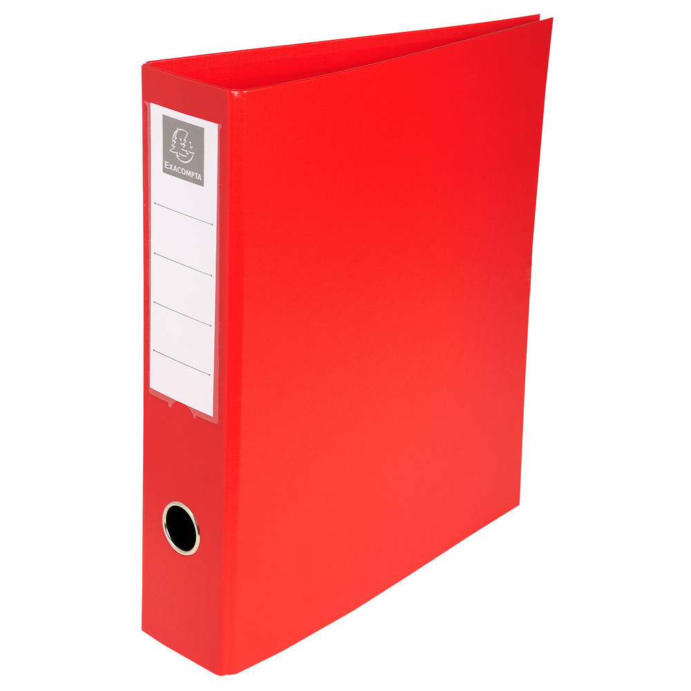 EXACOMPTA Classeur rembord PVC 4 anneaux en D de 50mm en 3me de couverture - A4 maxi - Rouge