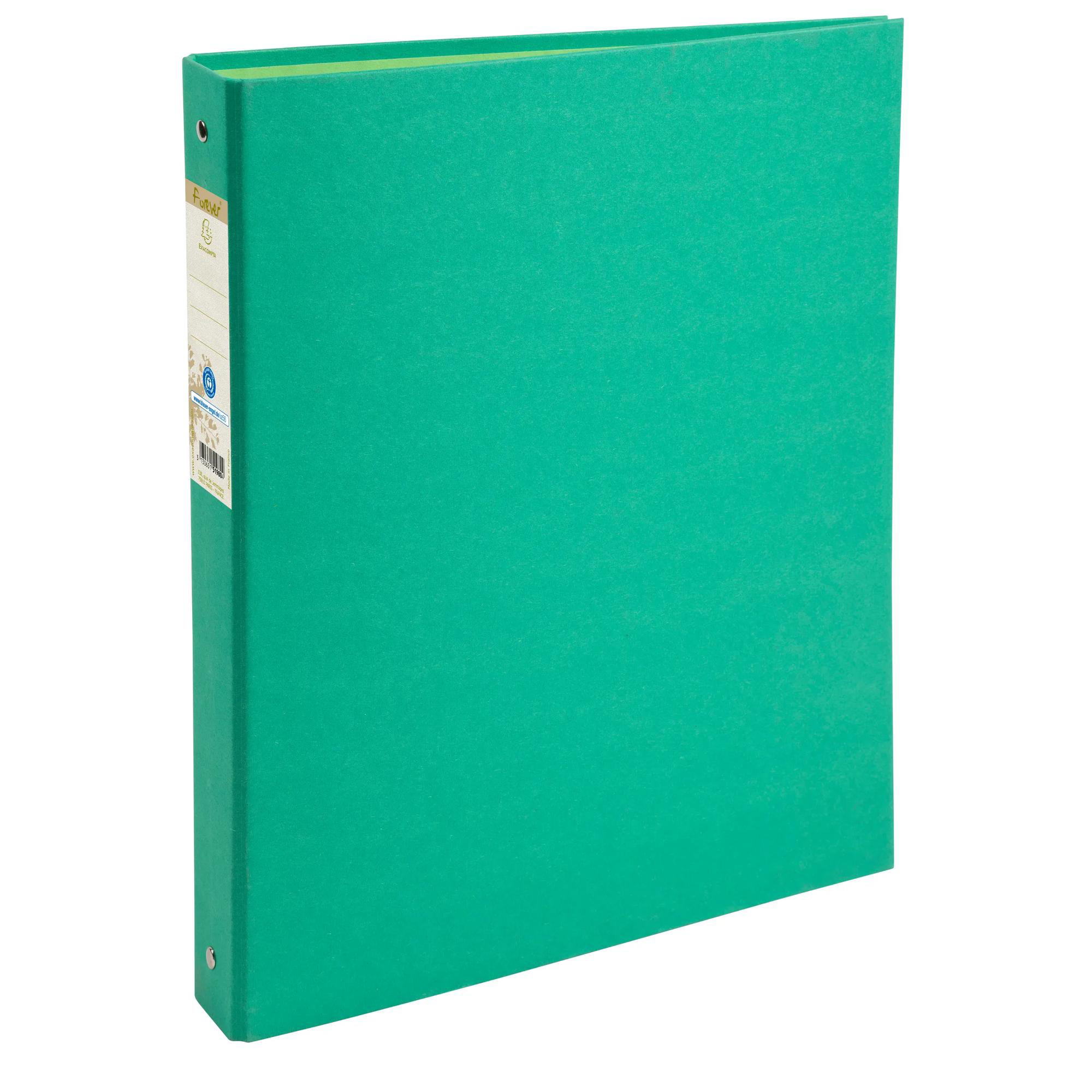EXACOMPTA Classeur rembordé papier 4 anneaux 30mm Forever - A4 - Vert foncé