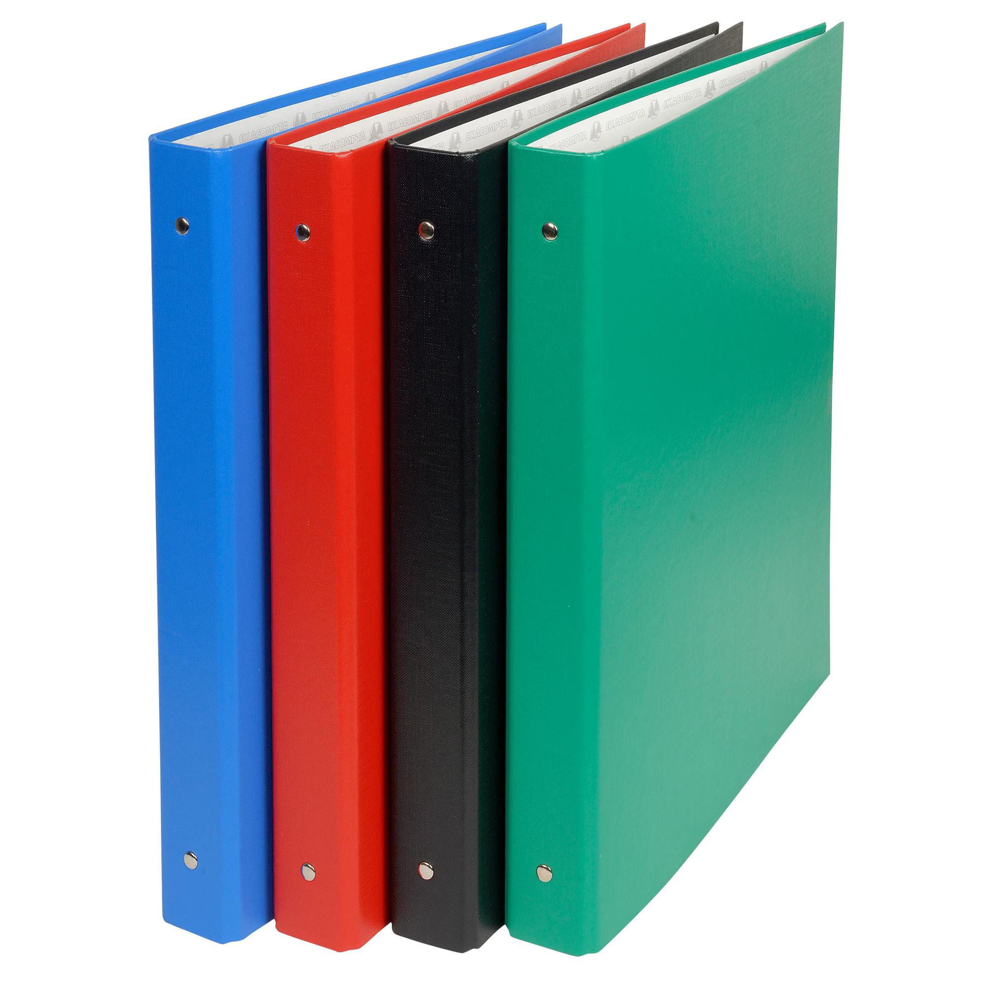 EXACOMPTA Classeur rembordé PVC 4 anneaux 30mm - A4 maxi 24x32cm - Couleurs assorties