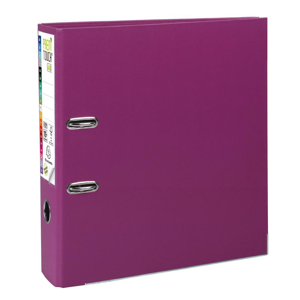 EXACOMPTA Classeur à levier Prem'Touch intérieur et extérieur en polypropylène - Dos 80mm - A4 maxi - Fuchsia