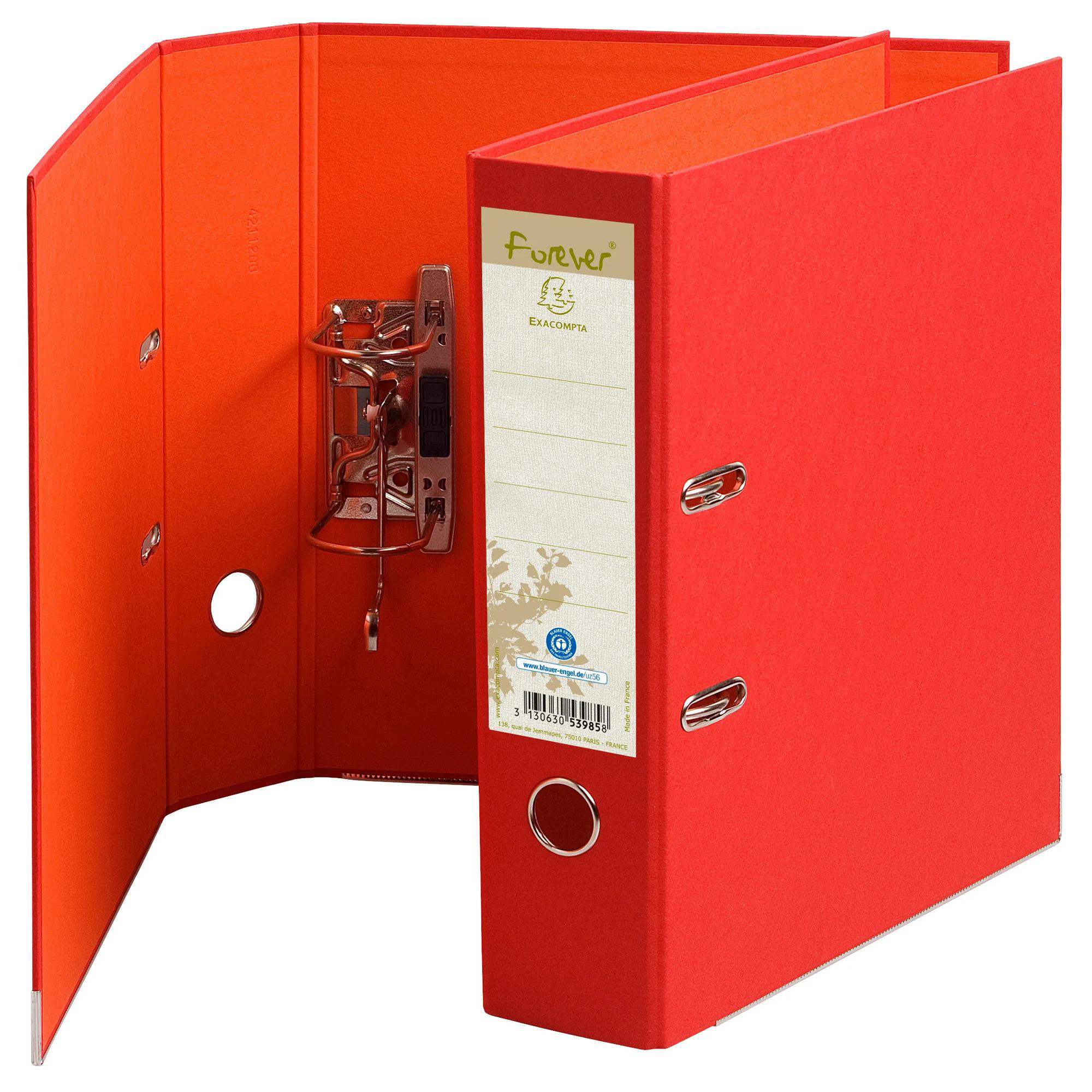 EXACOMPTA Classeur à levier rembordé papier Dos 80mm Forever - A4 - Rouge