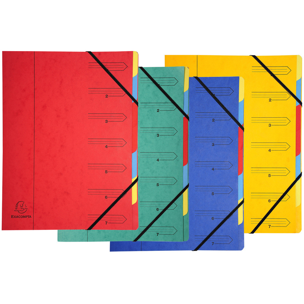 EXACOMPTA Trieur agraf avec lastiques 7 compartiments - Couleurs assorties