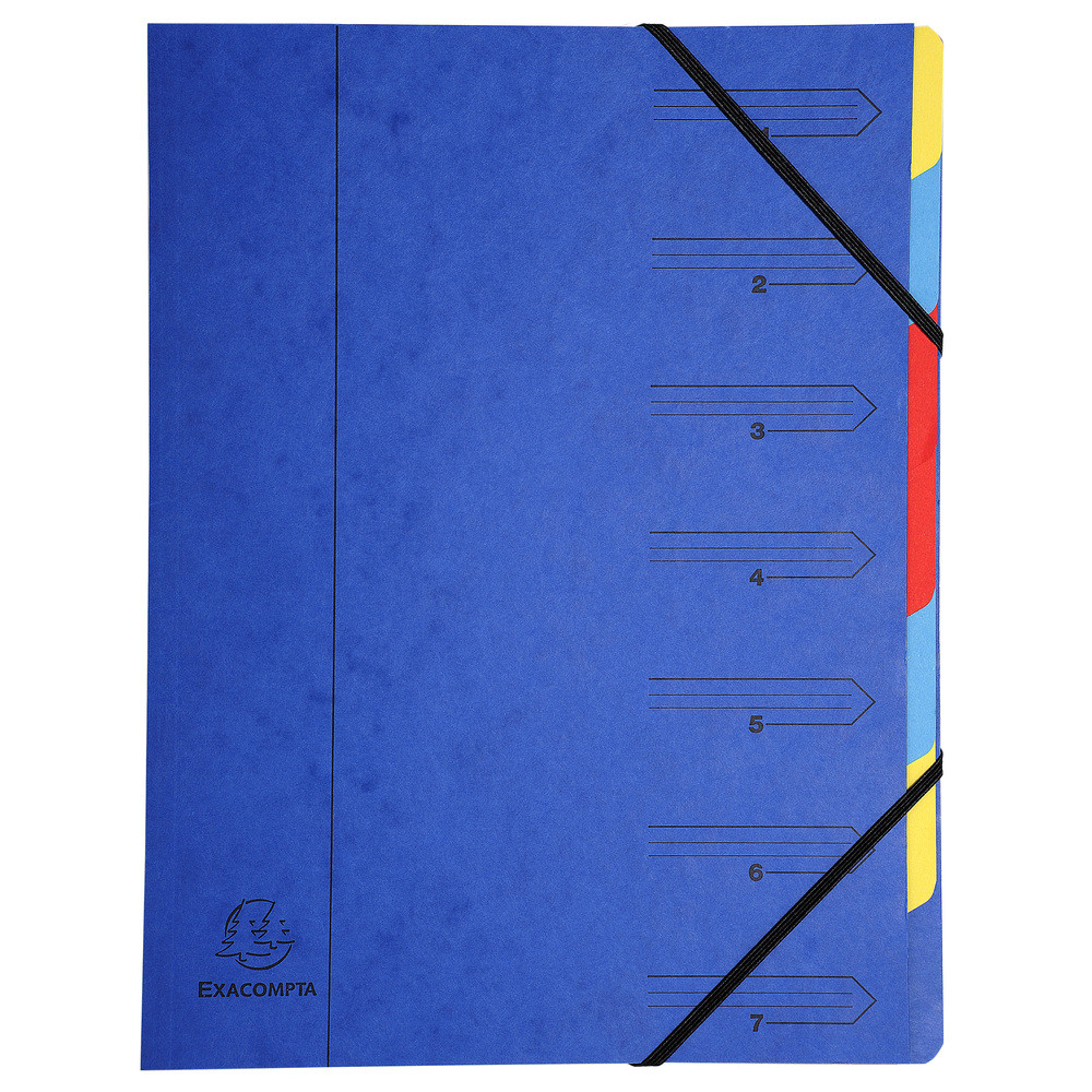 EXACOMPTA Trieur agraf avec lastiques 7 compartiments - Bleu