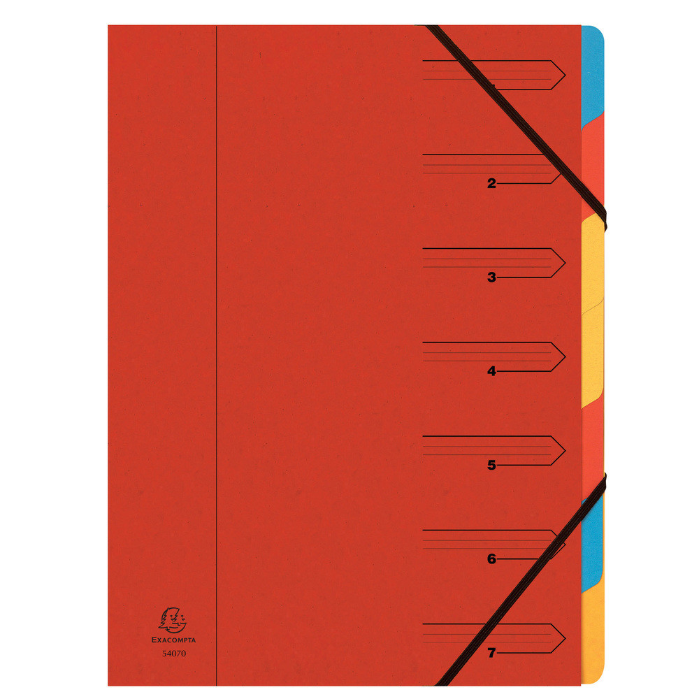 EXACOMPTA Trieur agraf avec lastiques 7 compartiments - Rouge