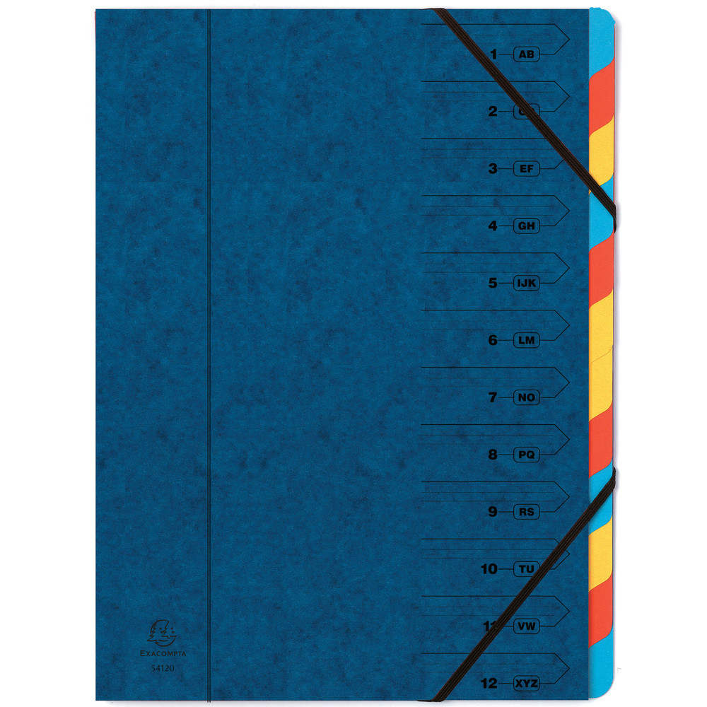 EXACOMPTA Trieur agraf avec lastiques 12 compartiments - Bleu