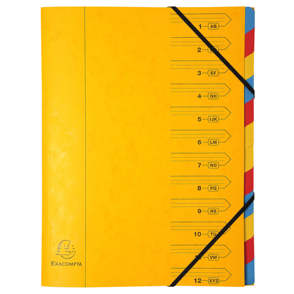 EXACOMPTA Trieur agraf avec lastiques 12 compartiments - Jaune