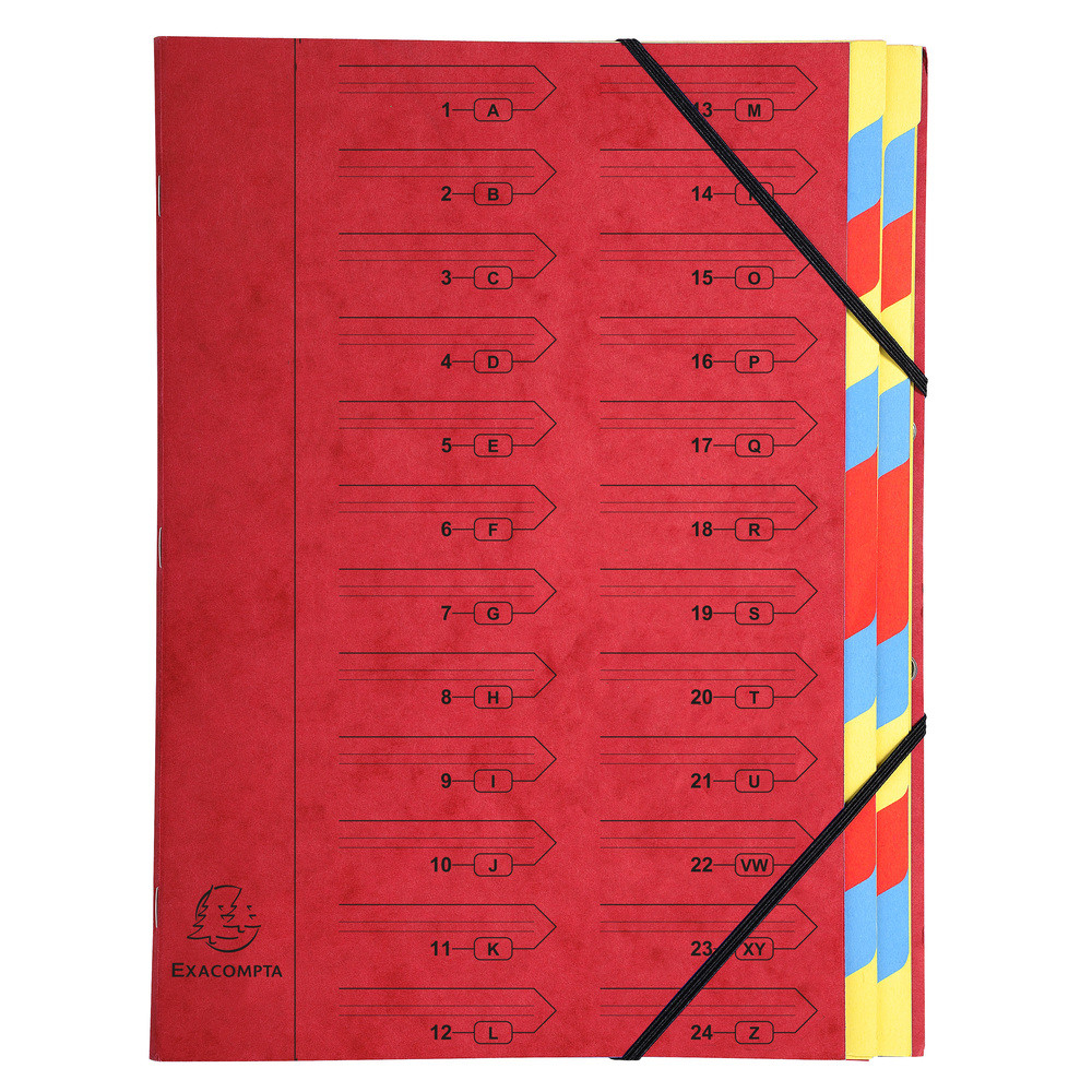 EXACOMPTA Trieur agraf avec lastiques 24 compartiments - Rouge