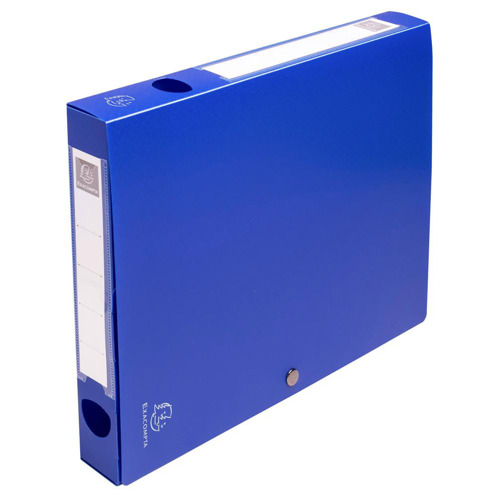 EXACOMPTA Boite de classement à pression Dos 40mm polypropylène 7/10e Opaque - A4 - Bleu