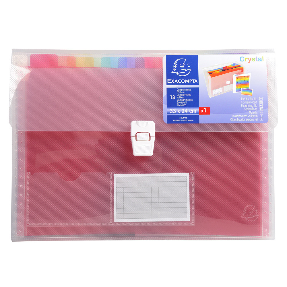 EXACOMPTA Trieur valisette polypropylne 13 compartiments Crystal - 33x25cm - Cristal