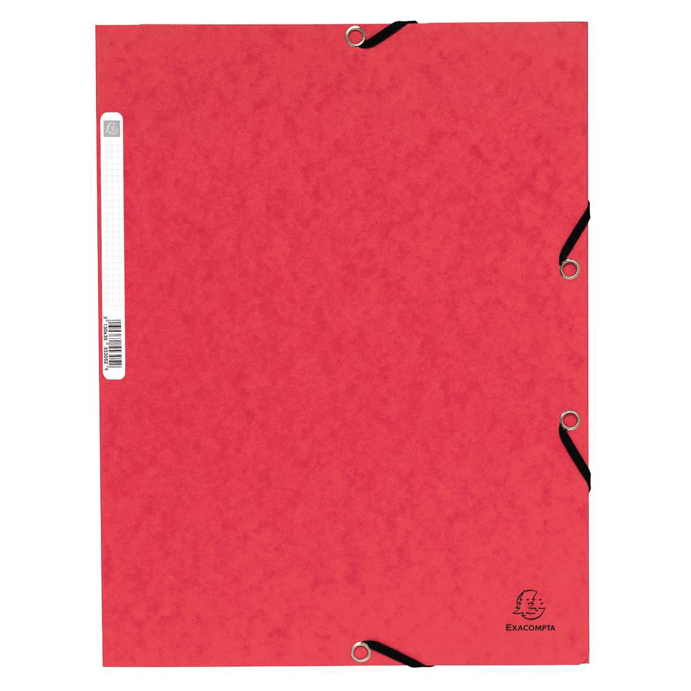 EXACOMPTA Chemise à élastiques 3 rabats carte lustrée 355g/m2 - Rouge