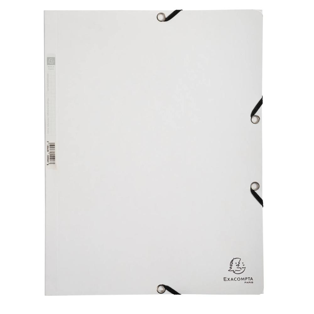 EXACOMPTA Chemise 3 rabats à élastiques carte lustrée 400g/m2 - A4 - Blanc
