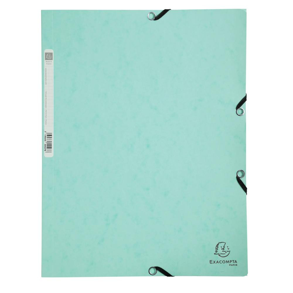 EXACOMPTA Chemise à élastiques carte lustrée 400g/m2 Aquarel - A4 - Vert pastel