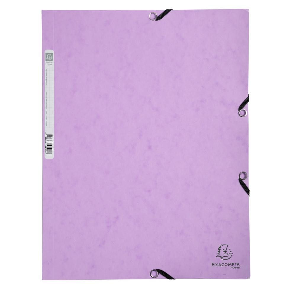 EXACOMPTA Chemise à élastiques carte lustrée 400g/m2 Aquarel - A4 - Mauve