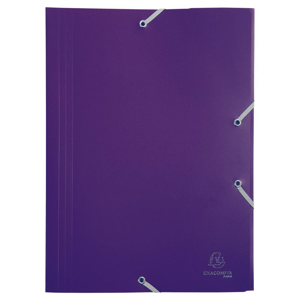 EXACOMPTA Chemise à élastique 3 rabats Polypropylène 4/10e Opaque Eco - A4 - Violet