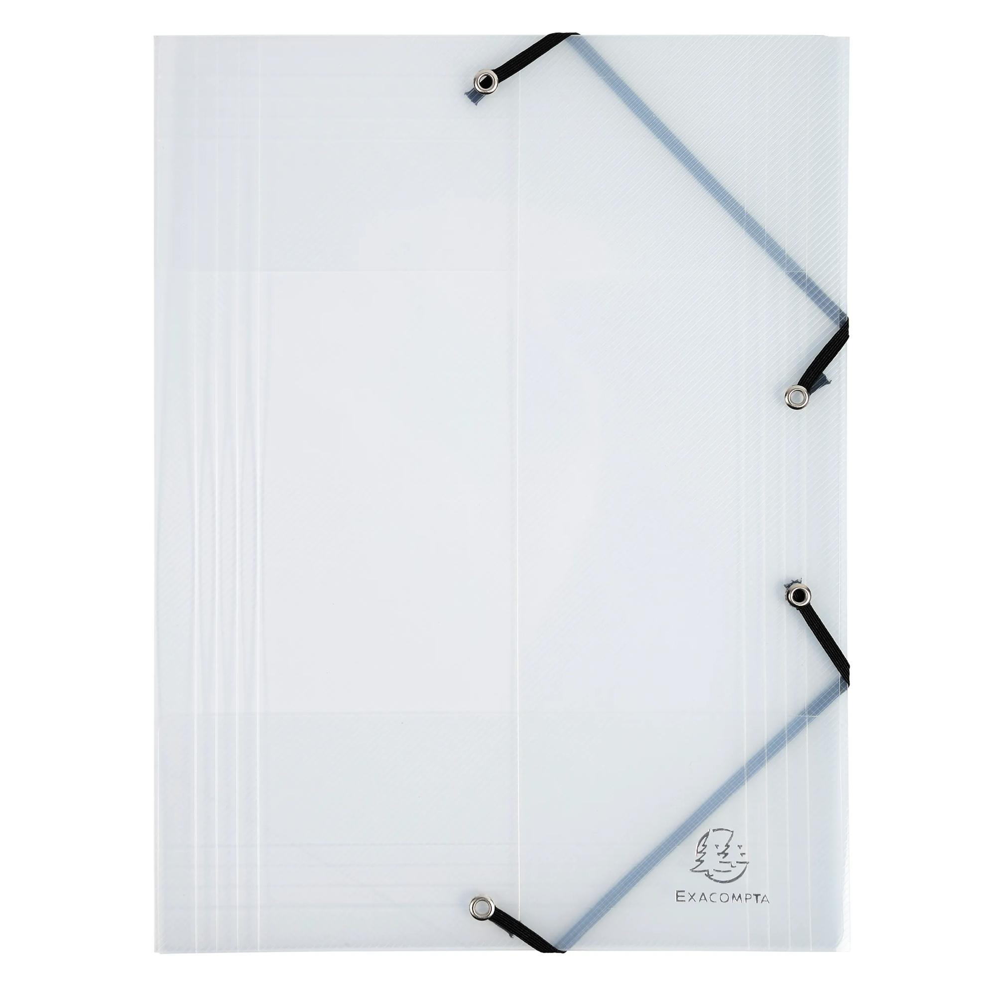 EXACOMPTA Chemise à élastique 3 rabats Polypropylène 5/10e Crystal - A4 - Cristal