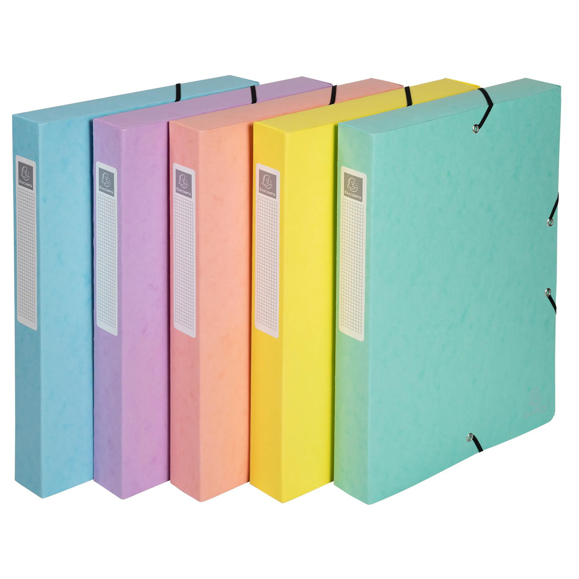 EXACOMPTA Boite de classement Exabox Dos 60mm carte lustrée Aquarel - A4 - Couleurs assorties