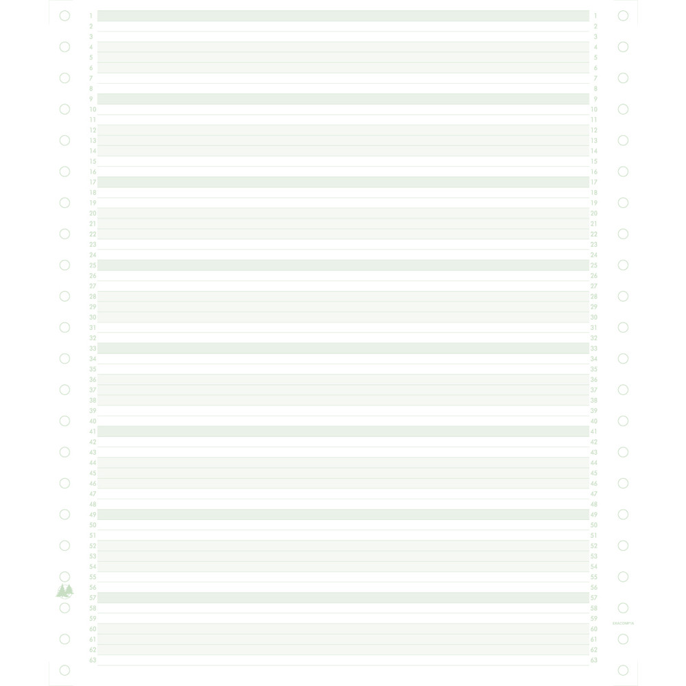 EXACOMPTA 2000 feuilles de listing zon vert 240x11 1pli Bandes Caroll Non Dtachables 60g - Vert