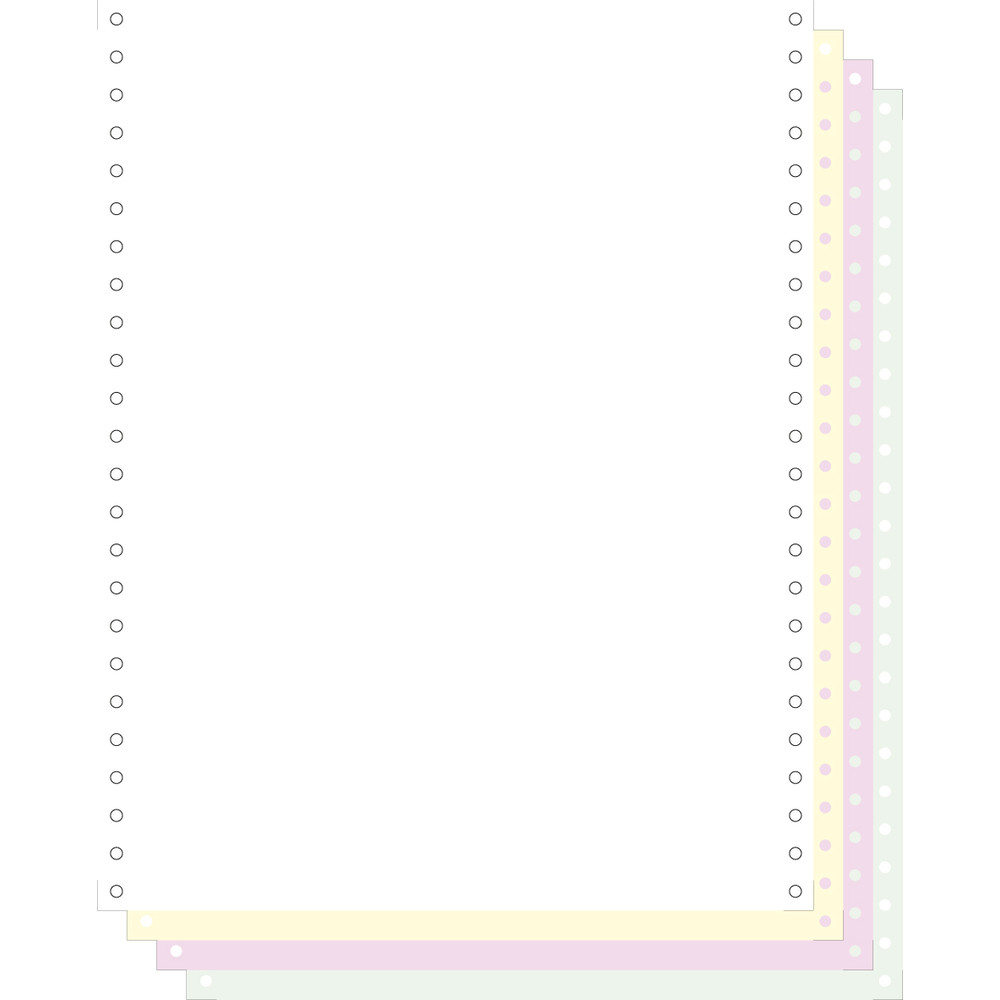EXACOMPTA 500 feuilles de listing autocopiantes blanc/jaune/rose/vert 240x12 4plis Bandes Caroll Dtachables - Blanc