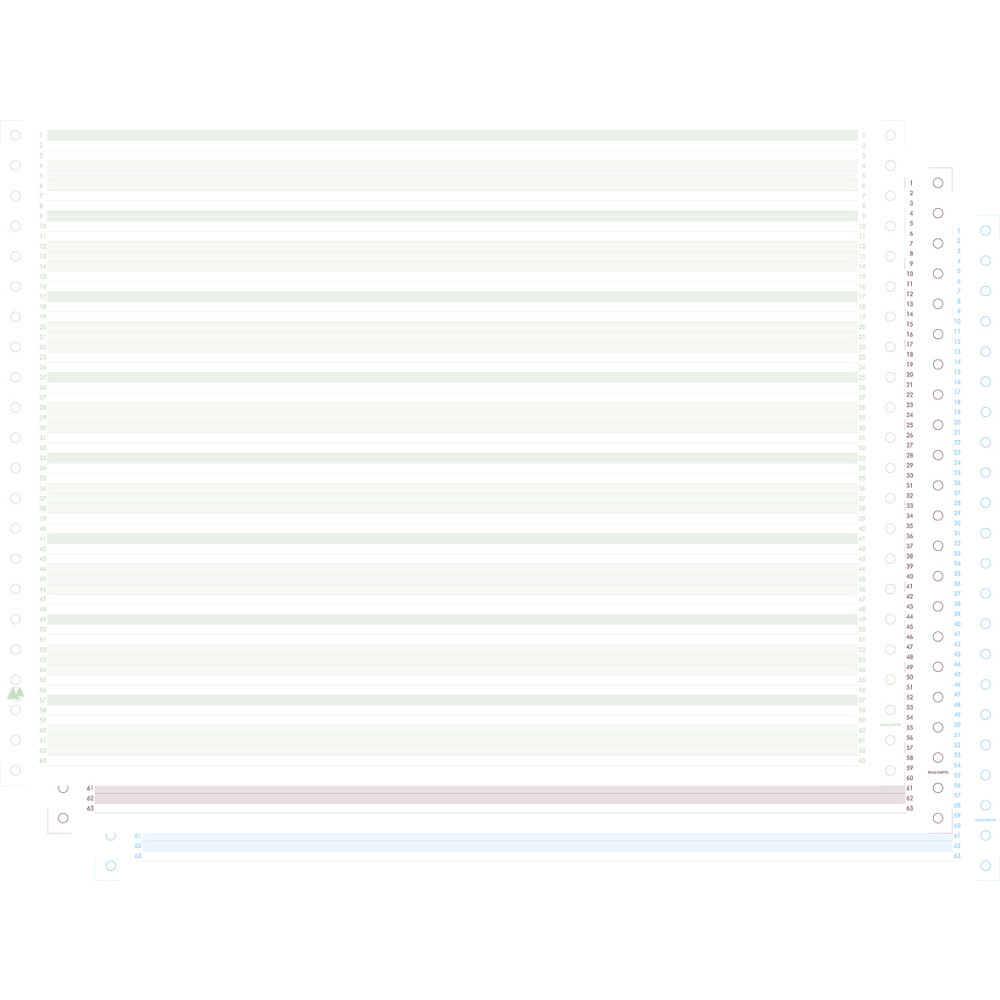 EXACOMPTA 1000 feuilles de listing autocopiant zon vert/bistre/bleu 380x11 3plis Bandes Caroll Non Dtachables - Vert