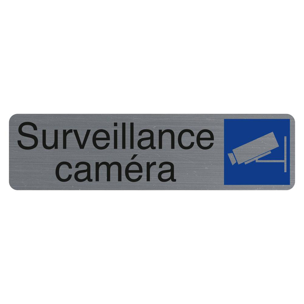 EXACOMPTA Plaque adhésive imitation aluminium Surveillance camera 16,5X4,4 cm - Gris