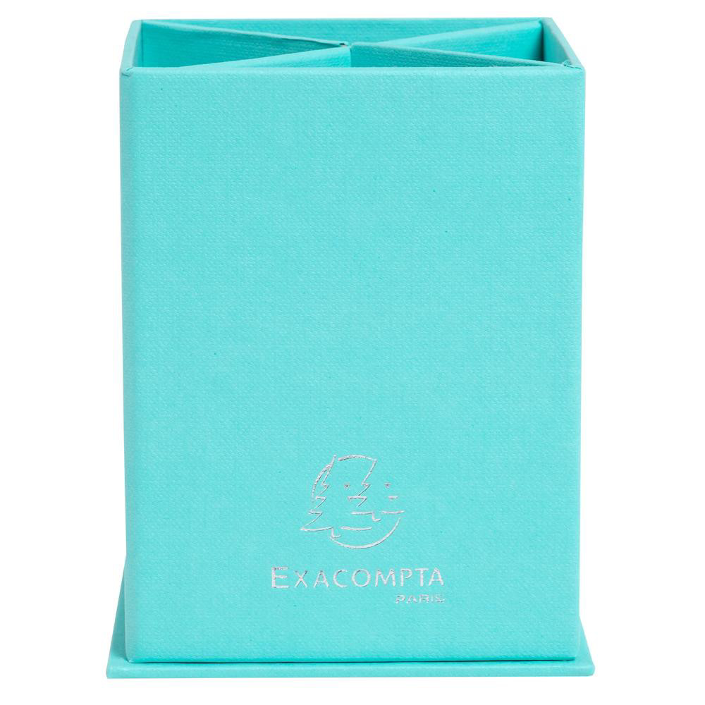 EXACOMPTA+Pot+à+crayons+carre+4+compartiments+carton+Teksto+-+Vert+d%27eau