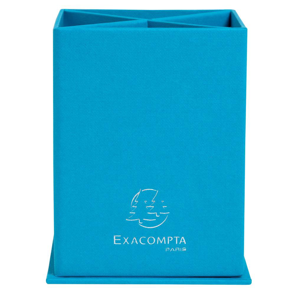 EXACOMPTA+Pot+à+crayons+carre+4+compartiments+carton+Teksto+-+Turquoise