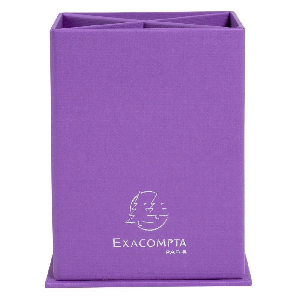 EXACOMPTA+Pot+à+crayons+carre+4+compartiments+carton+Teksto+-+Violet