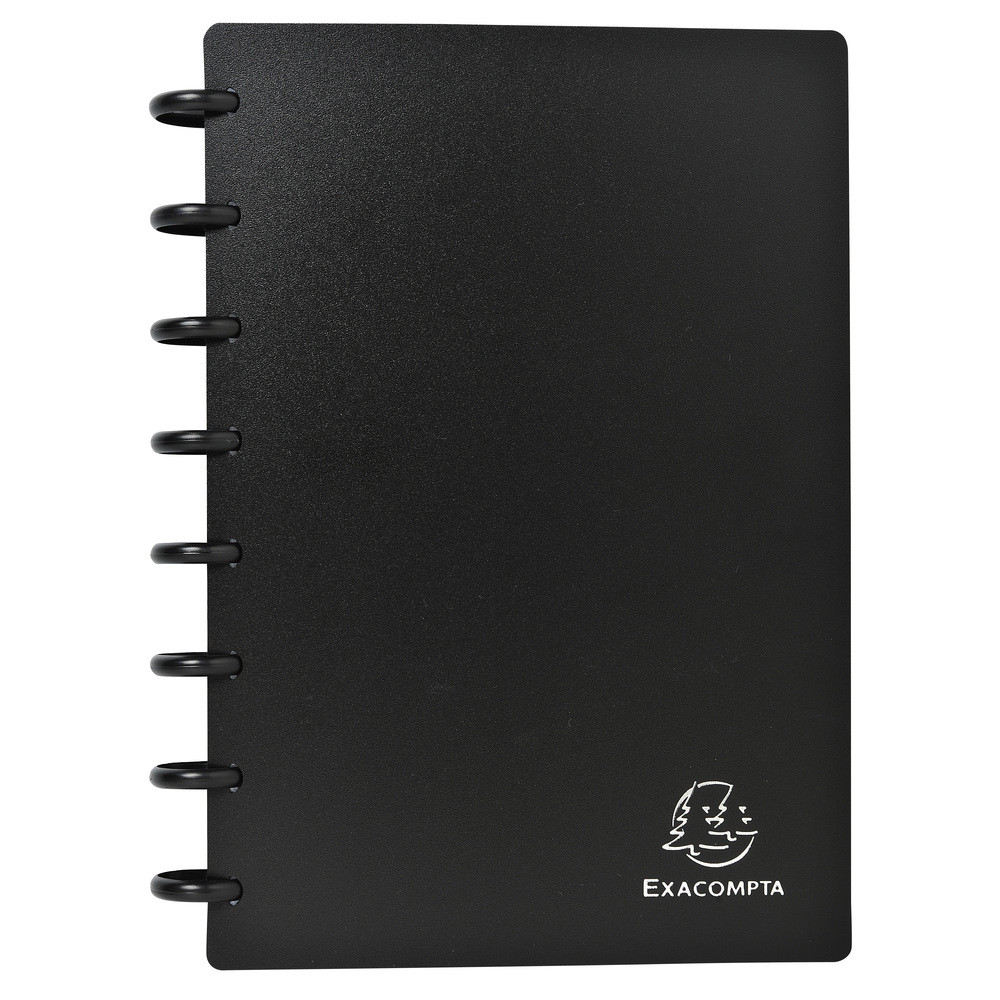 EXACOMPTA Porte-cartes de visite  anneaux et pochettes dtaclables A5 - Noir