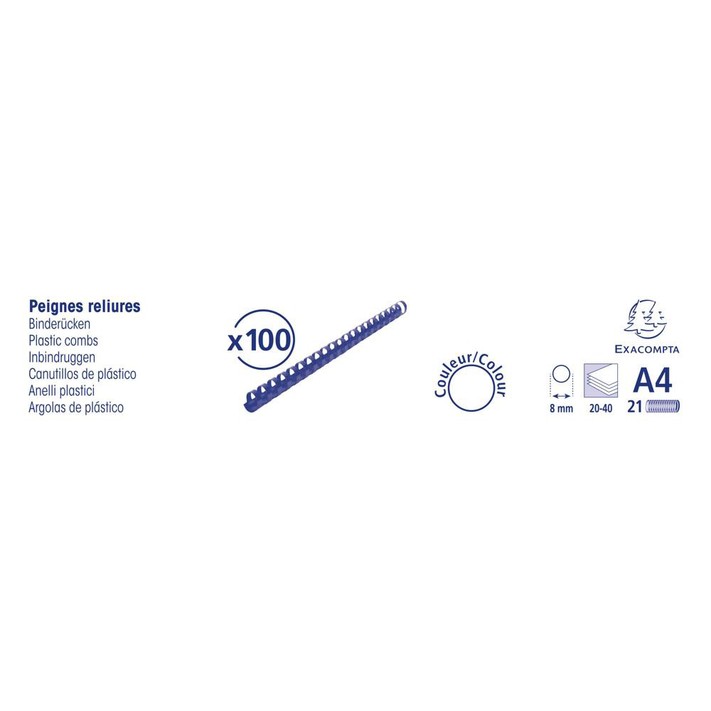 EXACOMPTA Boite 100 reliures spirales plastique 8mm