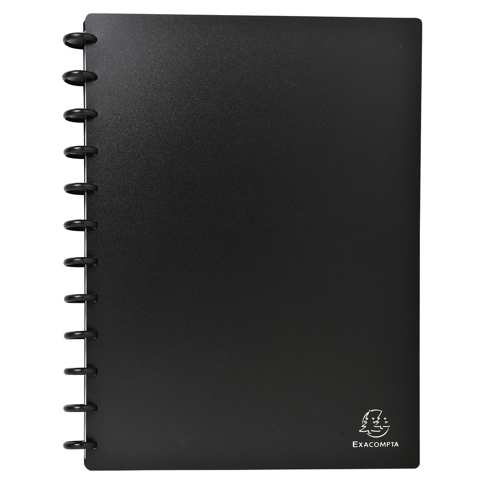 EXACOMPTA Porte-cartes de visite  anneaux et pochettes dtachables A4 - Noir
