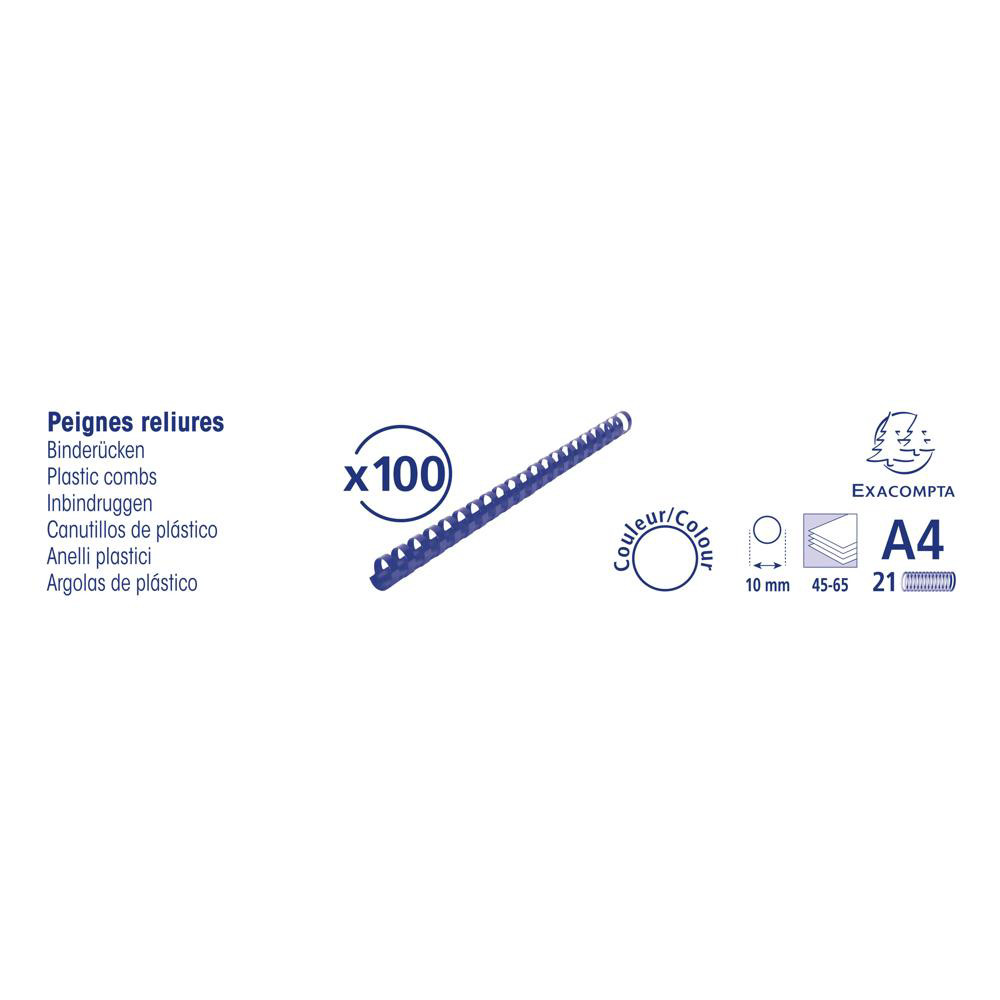 EXACOMPTA Boite 100 reliures spirales plastique 10mm