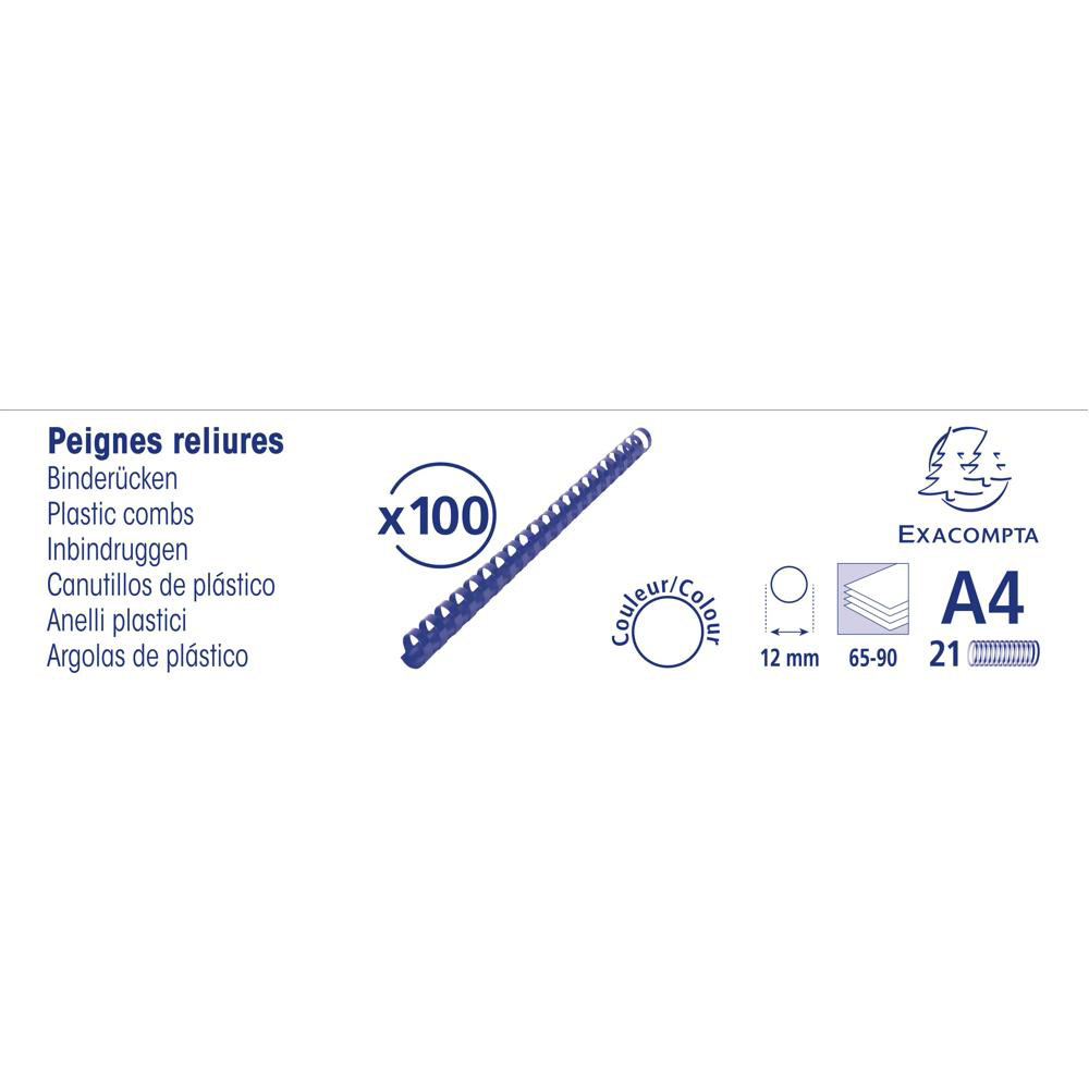 EXACOMPTA Boite 100 reliures spirales plastique 12mm - Noir