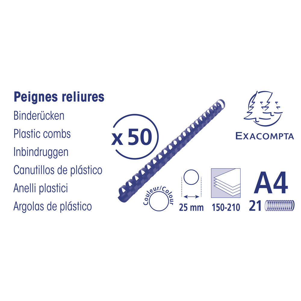 EXACOMPTA Boite 50 reliures spirales plastique 25mm - Noir