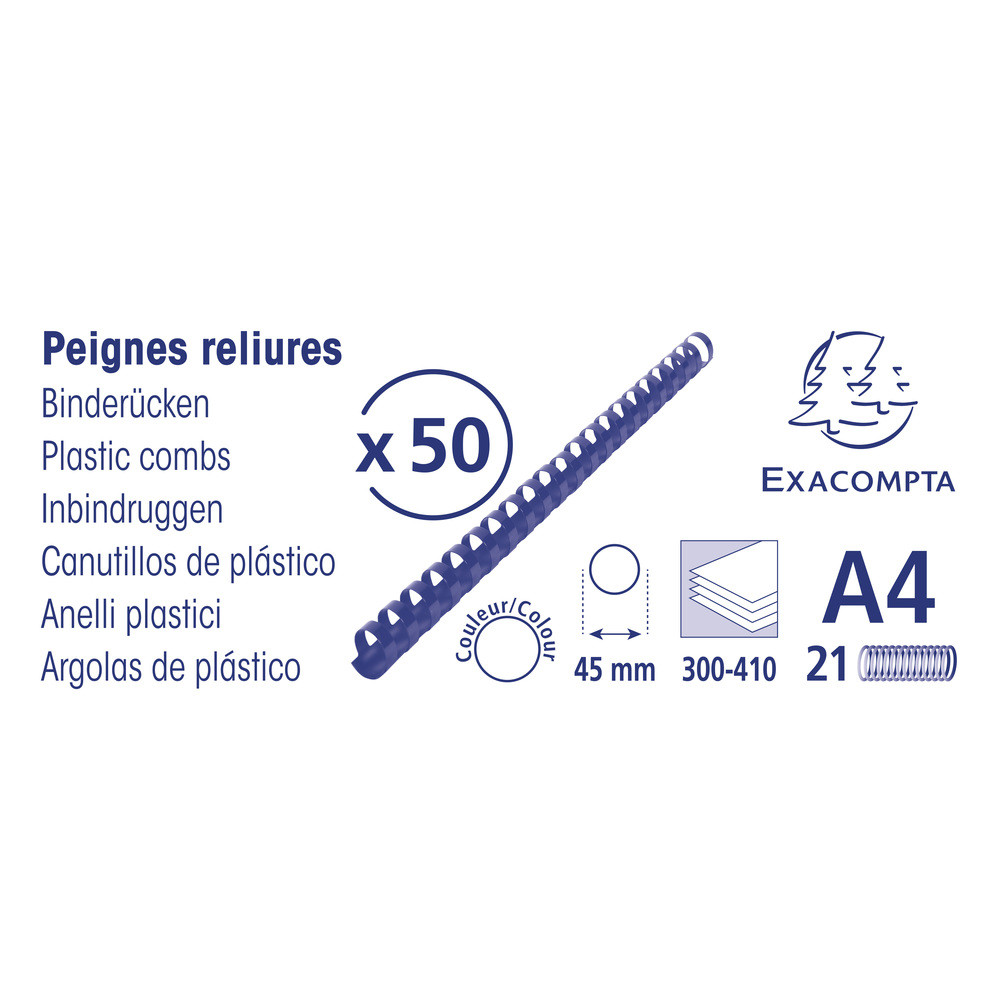 EXACOMPTA Boite 50 reliures spirales plastique 45mm - Noir