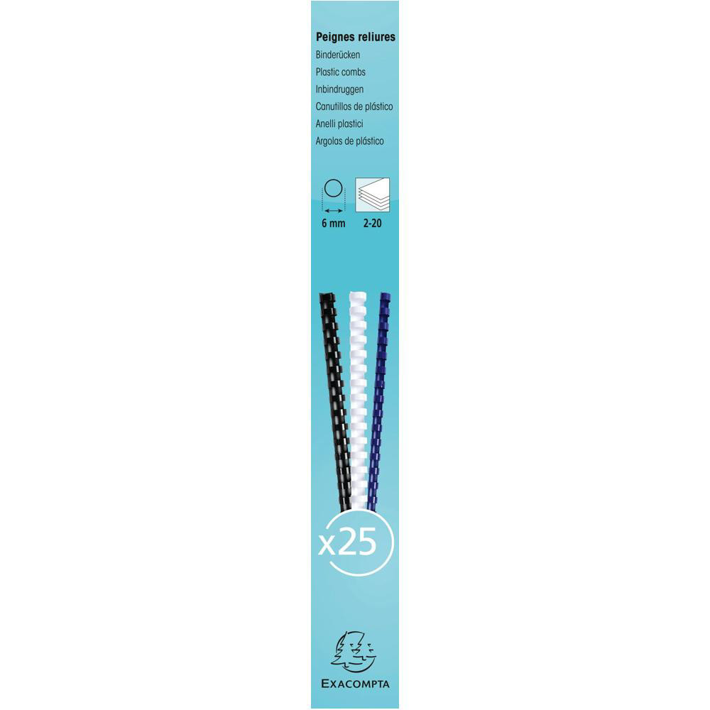 EXACOMPTA Boite 25 reliures spirales plastique 6mm