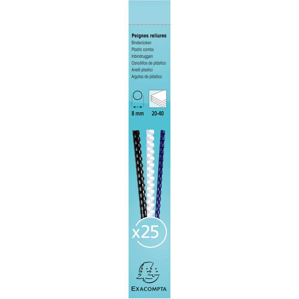 EXACOMPTA Boite 25 reliures spirales plastique 8mm
