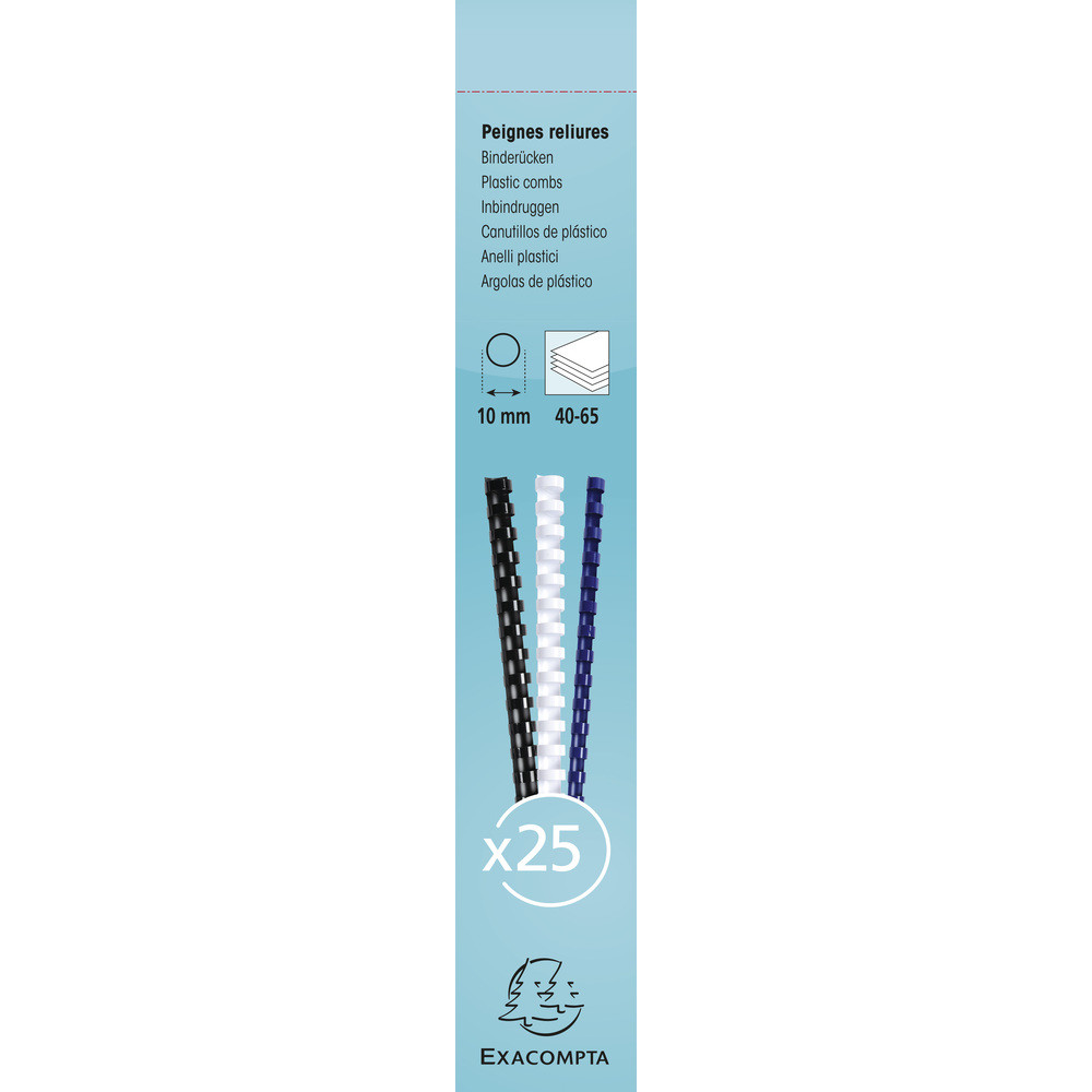 EXACOMPTA Boite 25 reliures spirales plastique 10mm - Noir