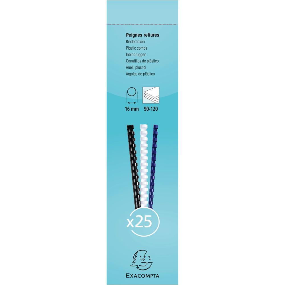 EXACOMPTA Boite 25 reliures spirales plastique 16mm