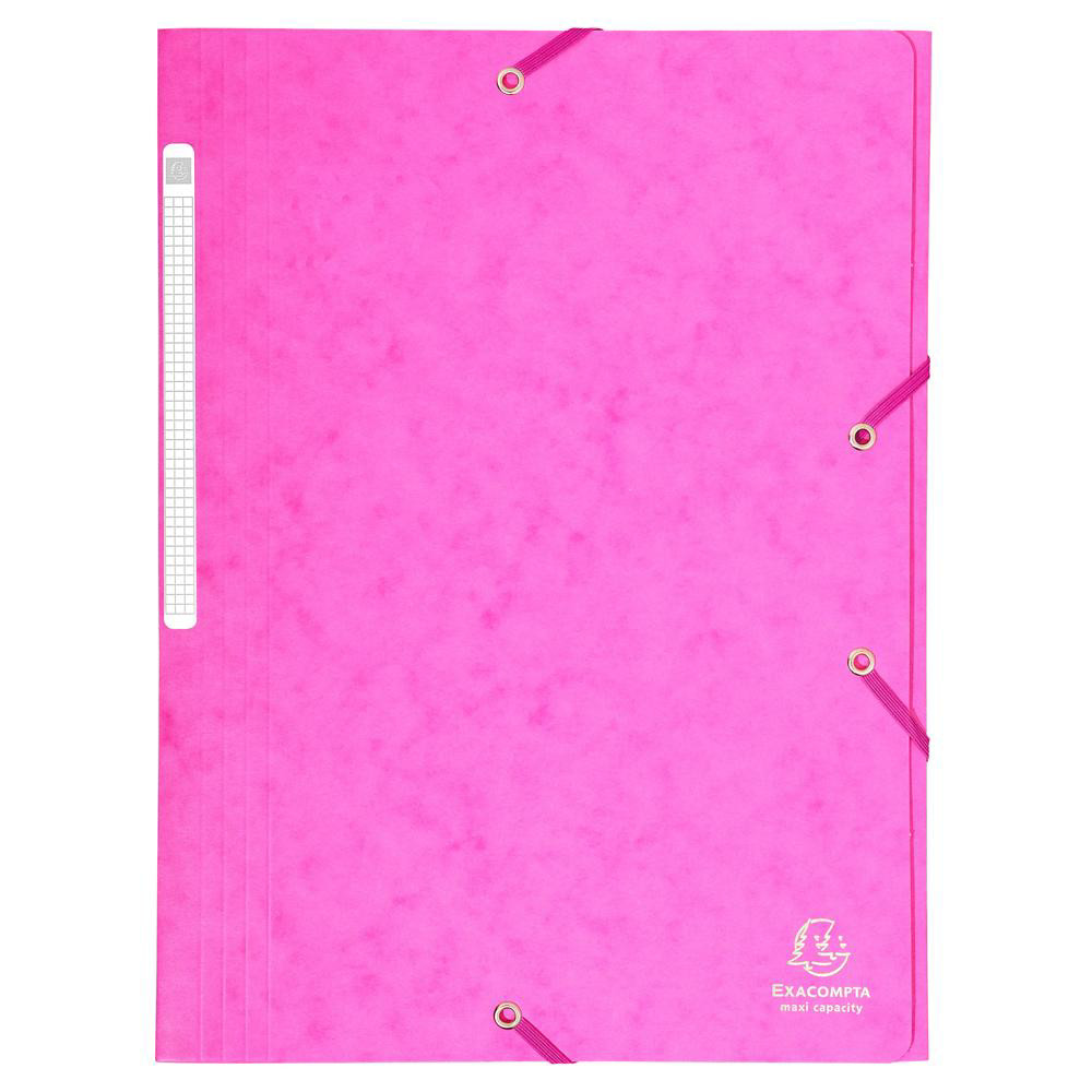 EXACOMPTA Chemise à élastiques Maxi capacity carte lustrée 425gm2 - A4 - Rose