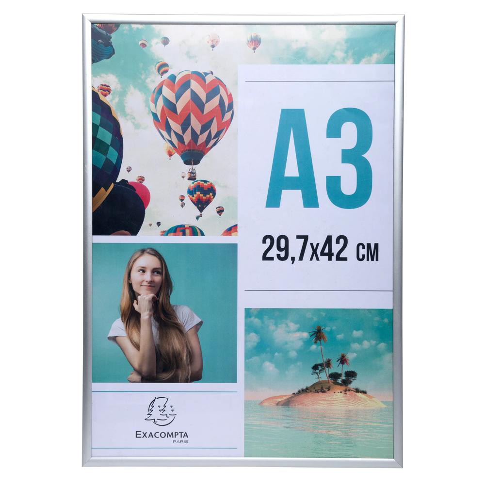 EXACOMPTA Cadre photo mural aluminium A3 - Argent