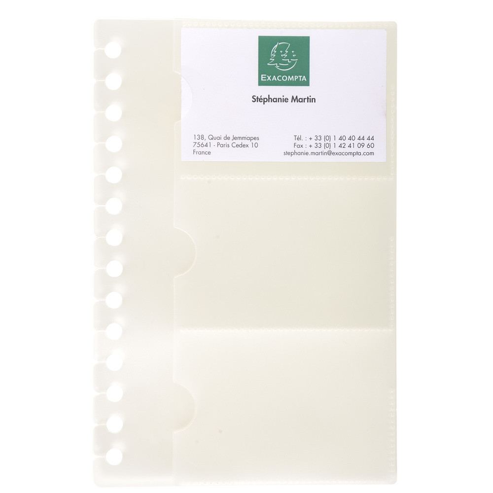 EXACOMPTA Recharge de 10 pochettes dtachables pour porte cartes de visite Exactive - 19x12,5cm - Cristal
