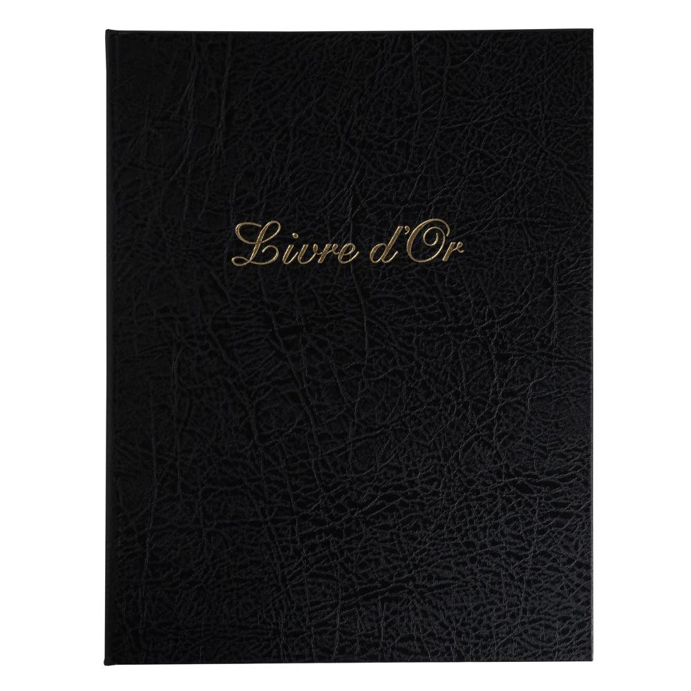 EXACOMPTA Livre d'or Balacron avec titre 100 pages blanches - 27x22 cm vertical - Noir