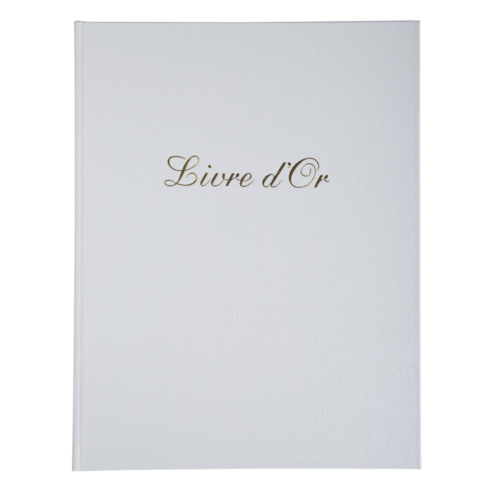 EXACOMPTA Livre d'or Balacron avec titre 100 pages blanches - 27x22 cm vertical - Blanc