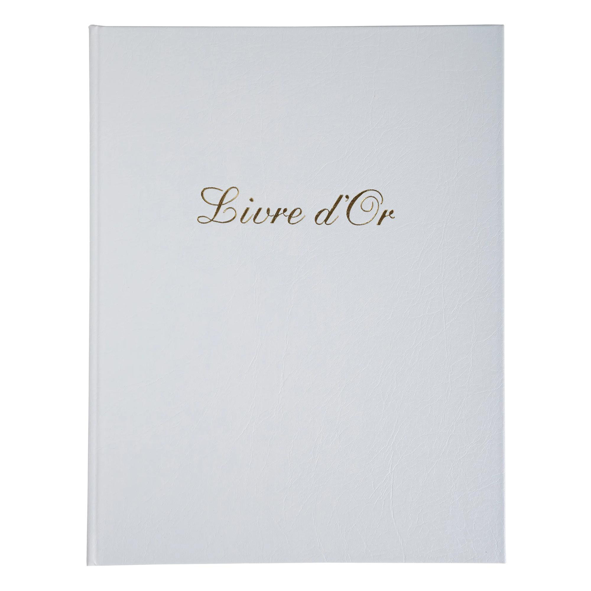 EXACOMPTA Livre d'or Balacron avec titre 100 pages blanches - 27x22 cm vertical - Blanc