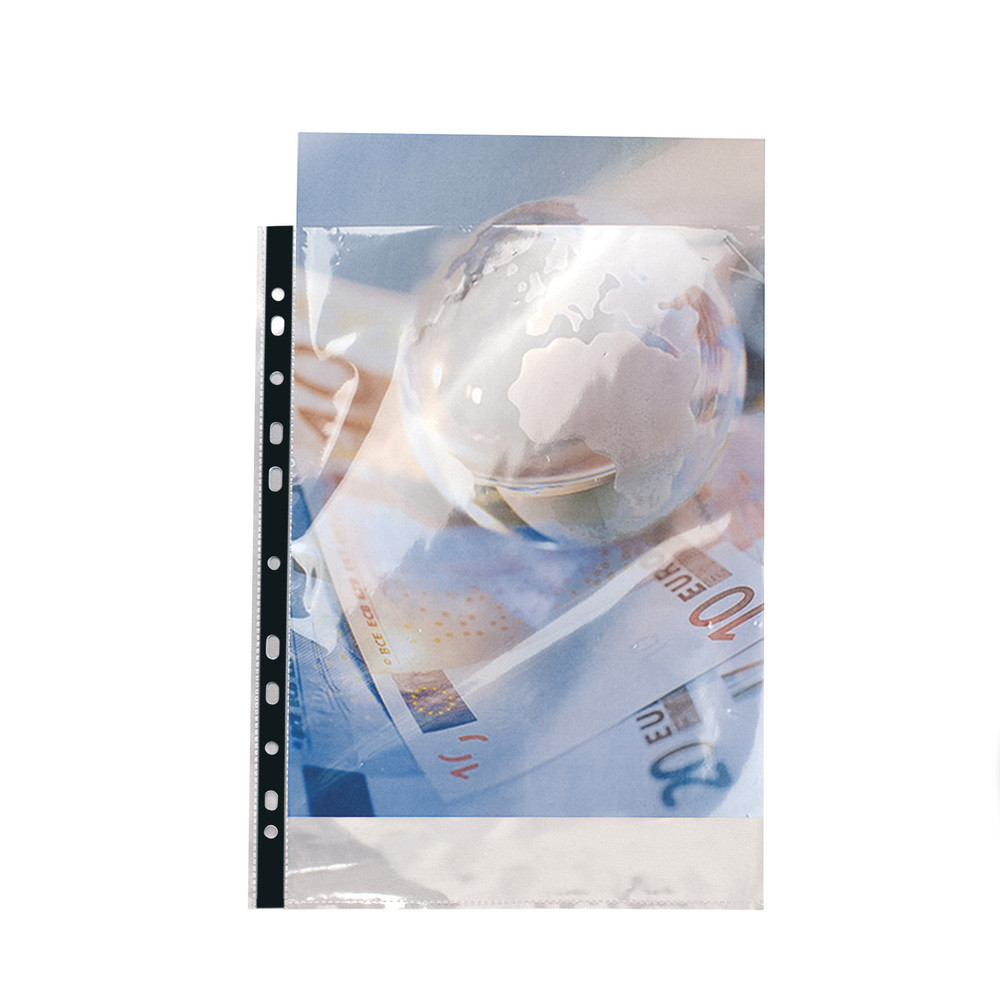 EXACOMPTA Etui carton de 100 pochettes perfores polypropylne lisse haute rsistance 9/100e - A4 - Cristal