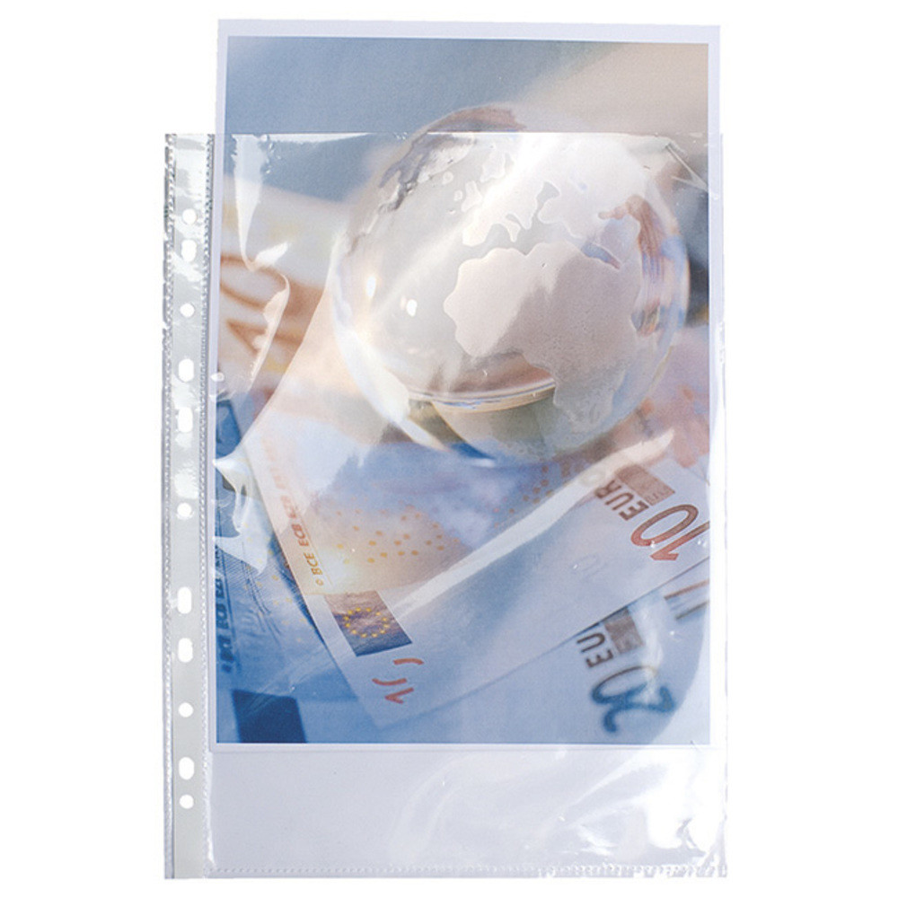 EXACOMPTA Sachet de 10 pochettes perfores polypropylne lisse haute qualit 9/100e - 24x32cm vertical - Cristal
